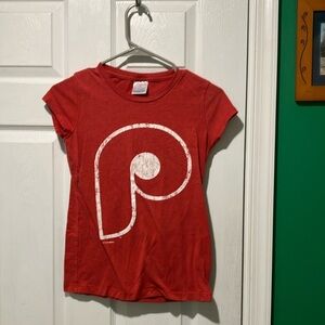 Phillies red  Kids T-Shirt with White Logo xl girls Philadelphia mlb opening day